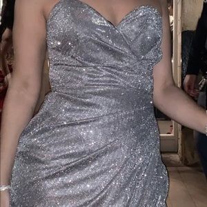 SILVER MERMAID SLIT DRESS BRAND NEW (SIZE SMALL)